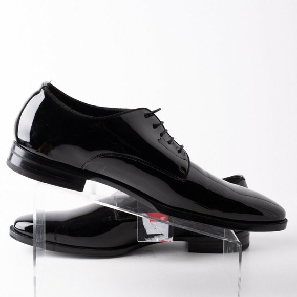 Zara Mens Black Derby Shoes Patent Finish Sz 12 45 - Picture 3 of 11